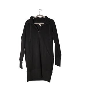 Athleta Cozy Karma 1/4 Zip Dress Black Soft Pullover Small Fall Pull Over Sport